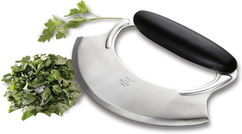 Amco 4.9" Mezzaluna with Silicone Handle & Stainless Steel Blade - Dishwasher Safe Versatile Chopping Tool for All Kitchen Needs - Non-Slip Grip, Easy to Use and Comfortable to Hold - Image 2